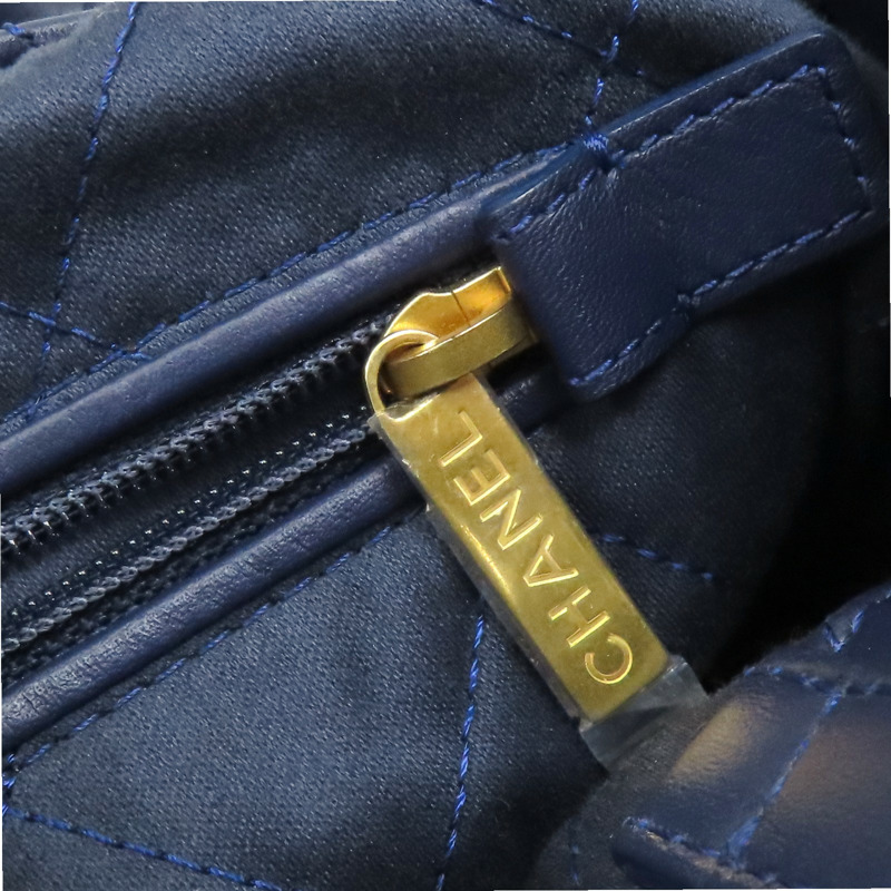 藍色 菱格紋 牛皮 22 後背包【CHANEL 香奈兒】 AS3859-11