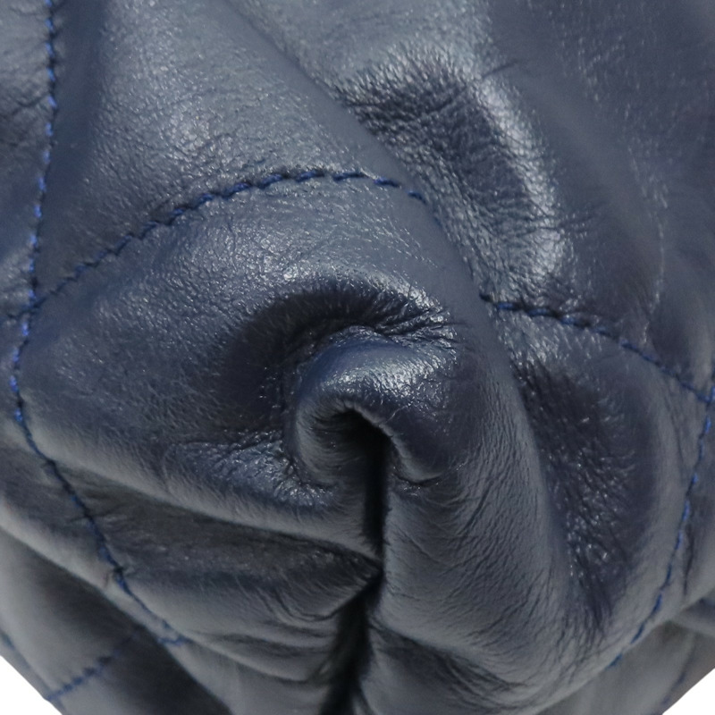 藍色 菱格紋 牛皮 22 後背包【CHANEL 香奈兒】 AS3859-15