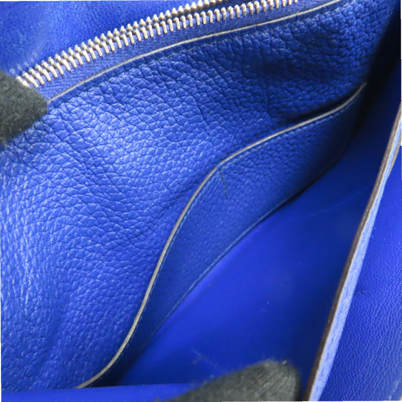 藍色 牛皮 Dogon GM 長夾 T刻 銀扣【HERMES 愛馬仕】-5