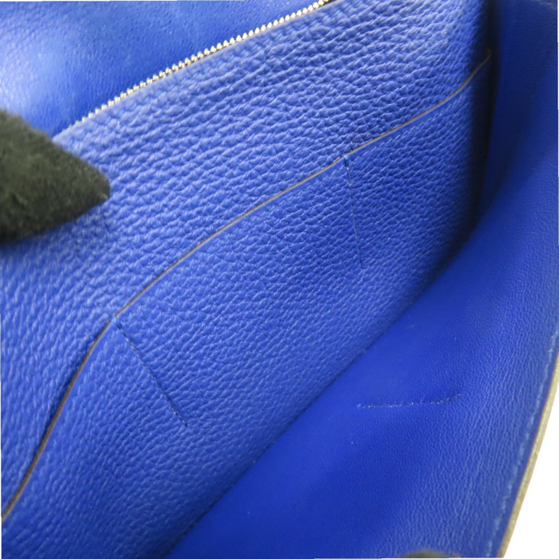 藍色 牛皮 Dogon GM 長夾 T刻 銀扣【HERMES 愛馬仕】-6