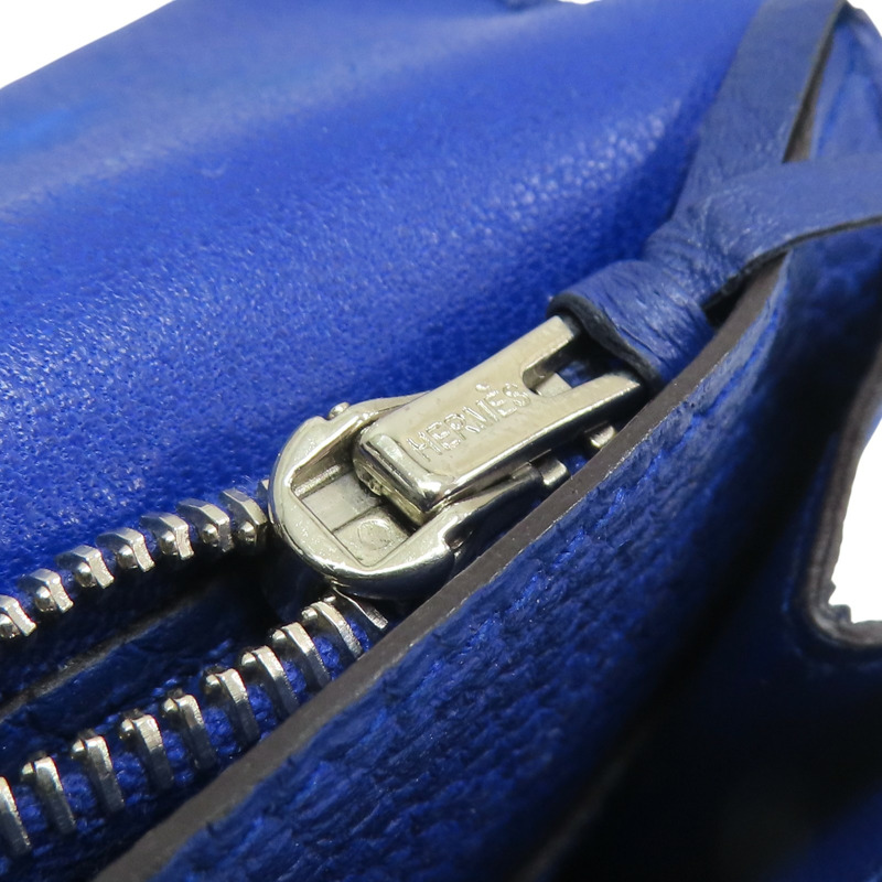 藍色 牛皮 Dogon GM 長夾 T刻 銀扣【HERMES 愛馬仕】-13