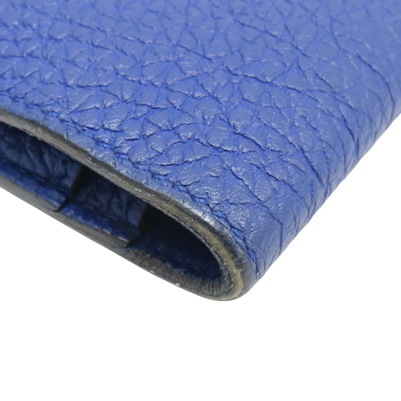 藍色 牛皮 Dogon GM 長夾 T刻 銀扣【HERMES 愛馬仕】-17