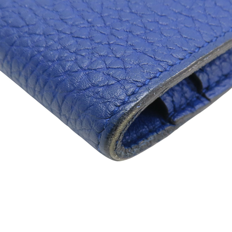 藍色 牛皮 Dogon GM 長夾 T刻 銀扣【HERMES 愛馬仕】-18