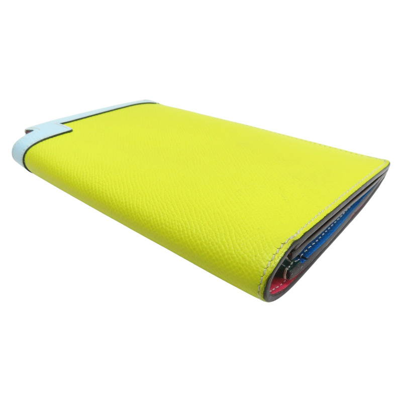 黃/藍色 Epsom牛皮 Camail 銀扣 長夾 A刻【HERMES 愛馬仕】-3