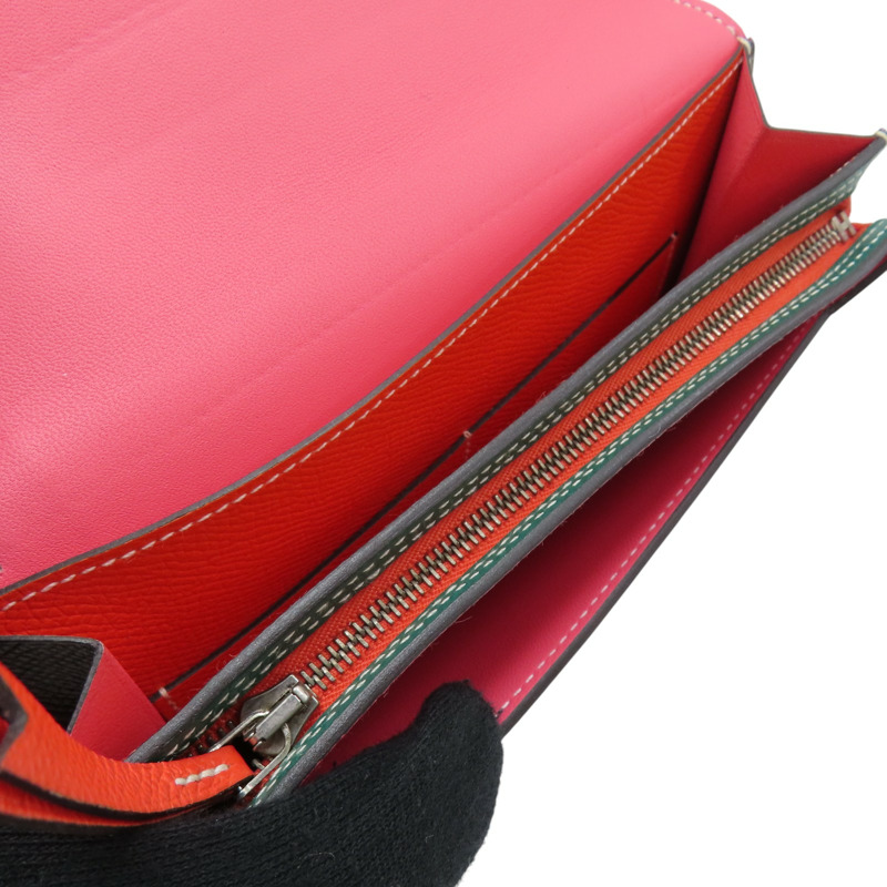 黃/藍色 Epsom牛皮 Camail 銀扣 長夾 A刻【HERMES 愛馬仕】-4