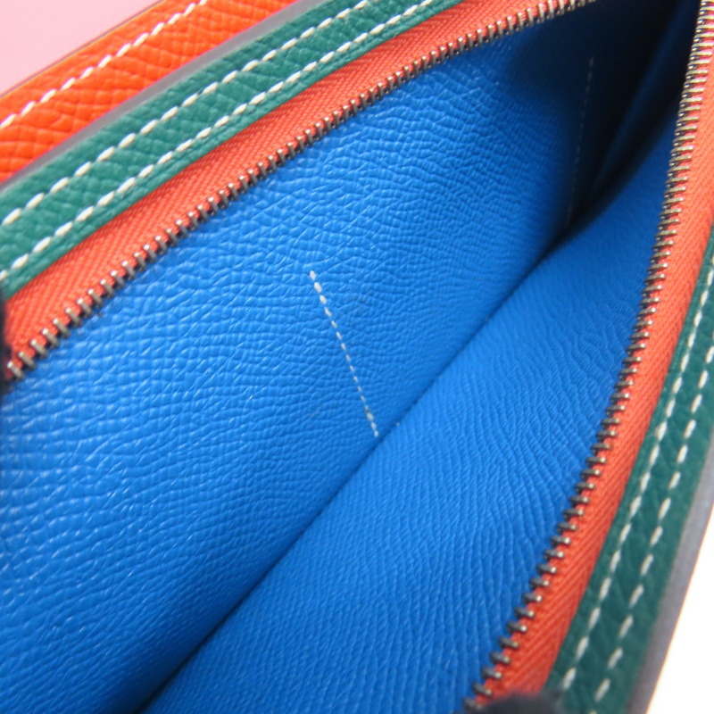 黃/藍色 Epsom牛皮 Camail 銀扣 長夾 A刻【HERMES 愛馬仕】-8