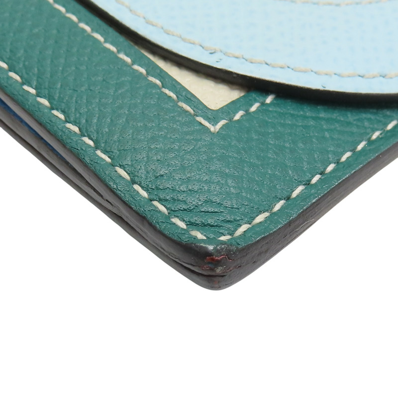 黃/藍色 Epsom牛皮 Camail 銀扣 長夾 A刻【HERMES 愛馬仕】-12