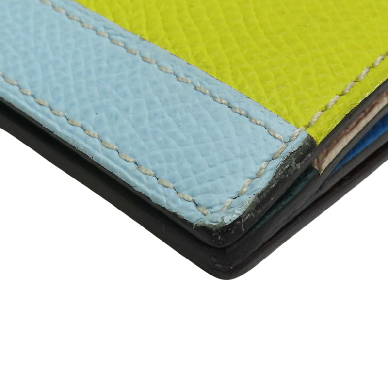 黃/藍色 Epsom牛皮 Camail 銀扣 長夾 A刻【HERMES 愛馬仕】-13