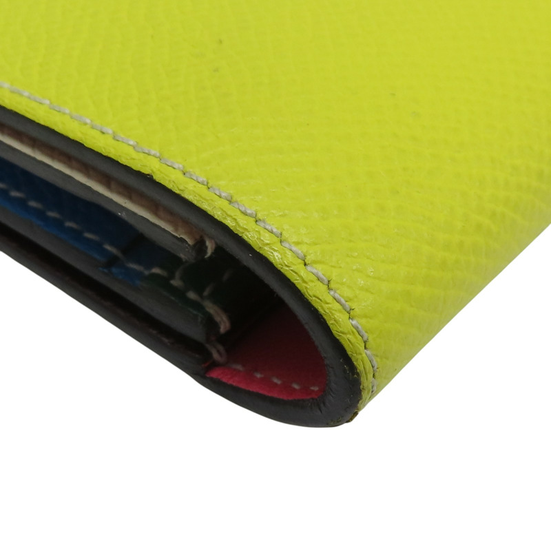 黃/藍色 Epsom牛皮 Camail 銀扣 長夾 A刻【HERMES 愛馬仕】-14