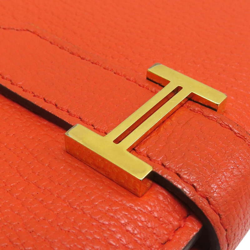 橘色 山羊皮 Bearn 長夾 A 刻 【HERMES 愛馬仕】-8