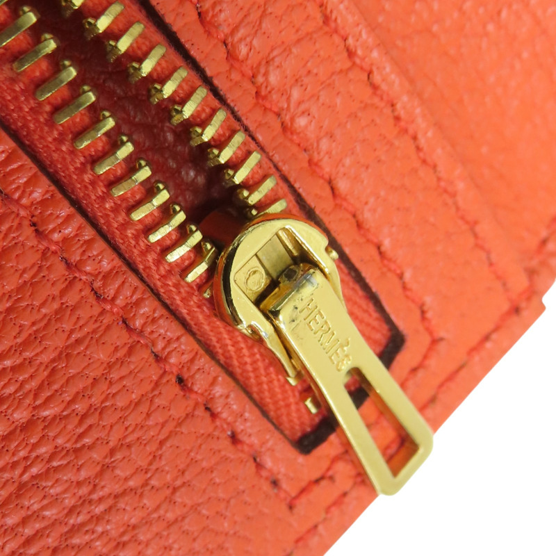 橘色 山羊皮 Bearn 長夾 A 刻 【HERMES 愛馬仕】-11