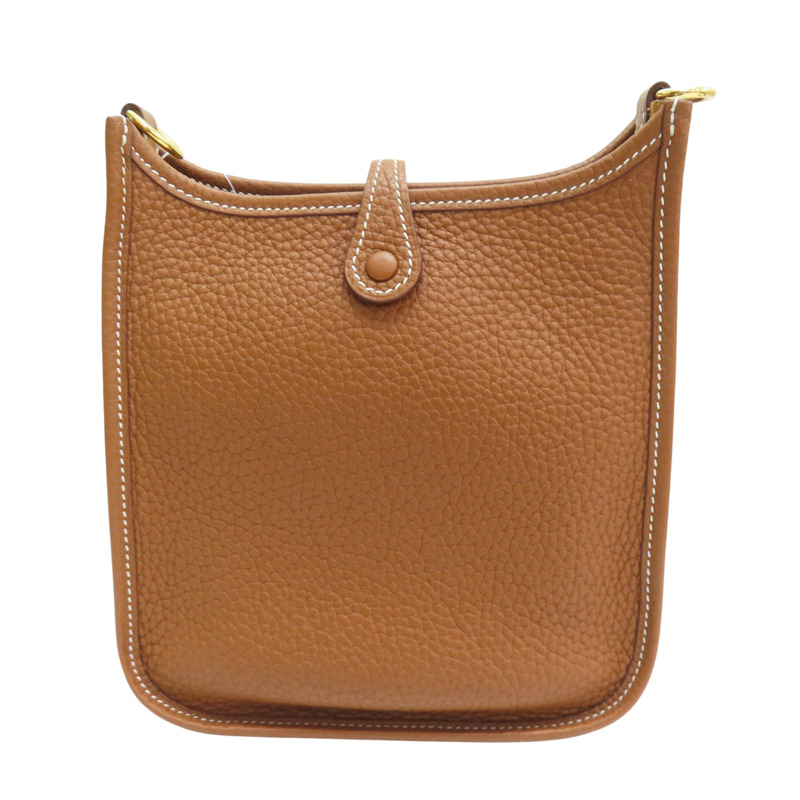 棕色 牛皮 Mini Evelyne 肩背包 Y刻 金扣【HERMES 愛馬仕】-1