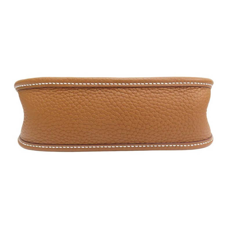 棕色 牛皮 Mini Evelyne 肩背包 Y刻 金扣【HERMES 愛馬仕】-3