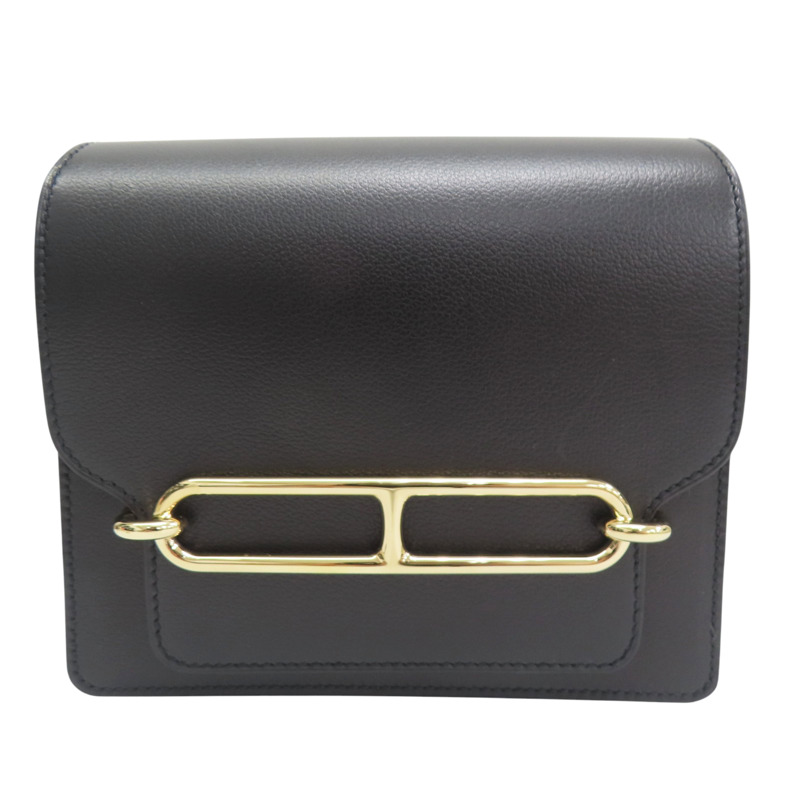 黑色 evercolor牛皮 Roulis mini 肩背包 W刻 金釦【HERMES 愛馬仕】-0