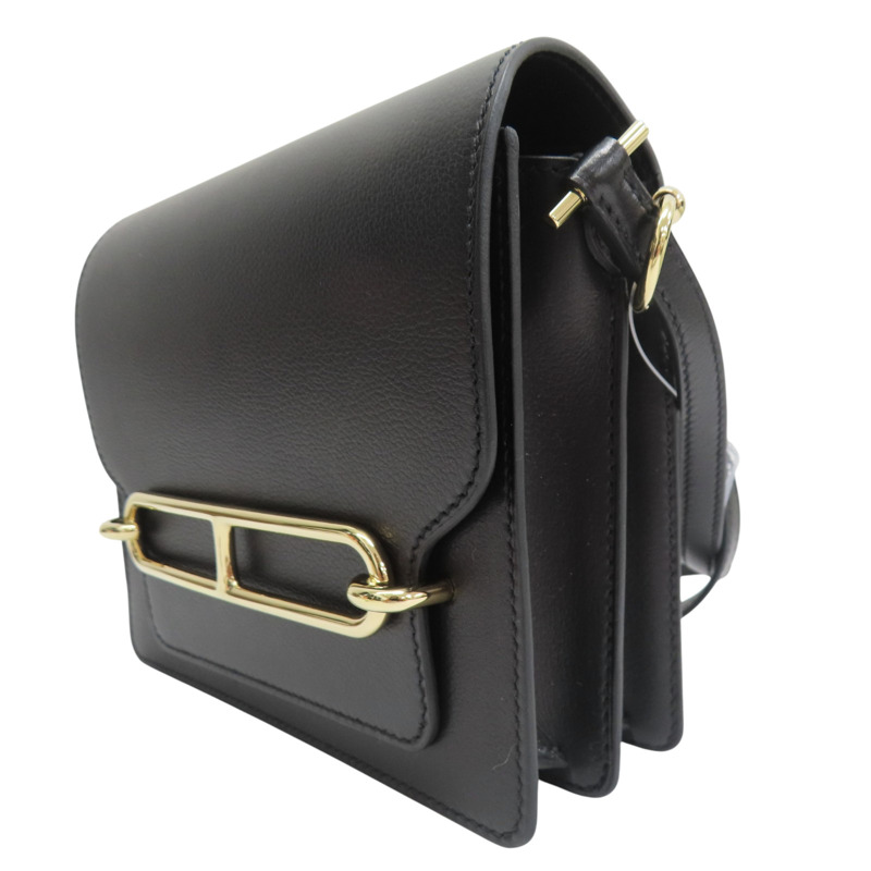 黑色 evercolor牛皮 Roulis mini 肩背包 W刻 金釦【HERMES 愛馬仕】-2