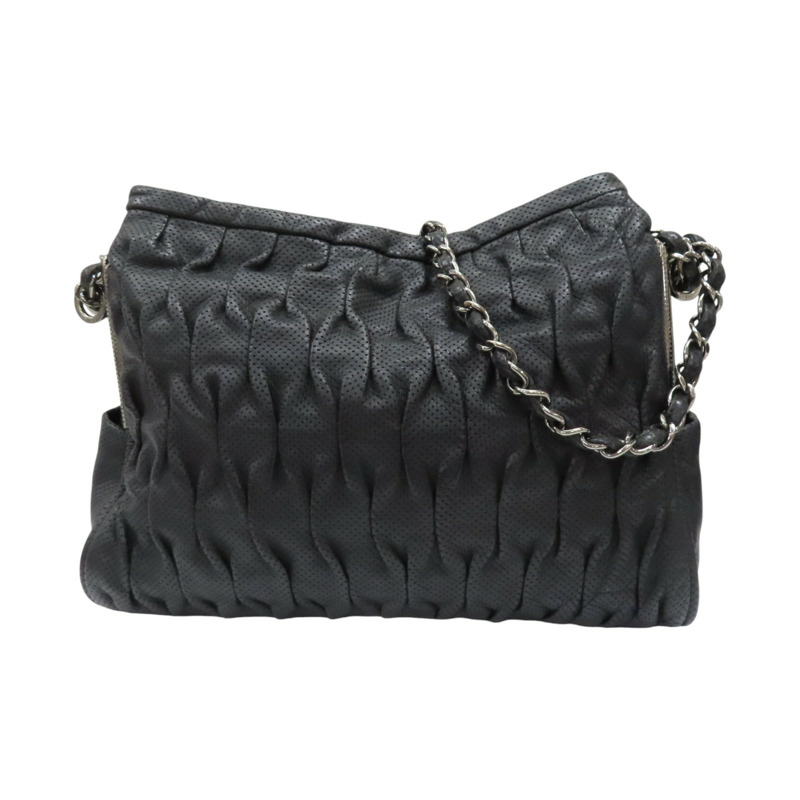 黑色 牛皮 銀鍊 肩背包【CHANEL 香奈兒】-0