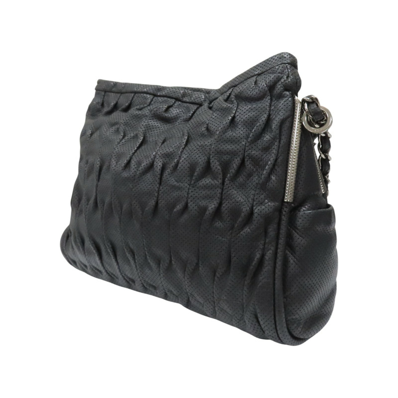 黑色 牛皮 銀鍊 肩背包【CHANEL 香奈兒】-2