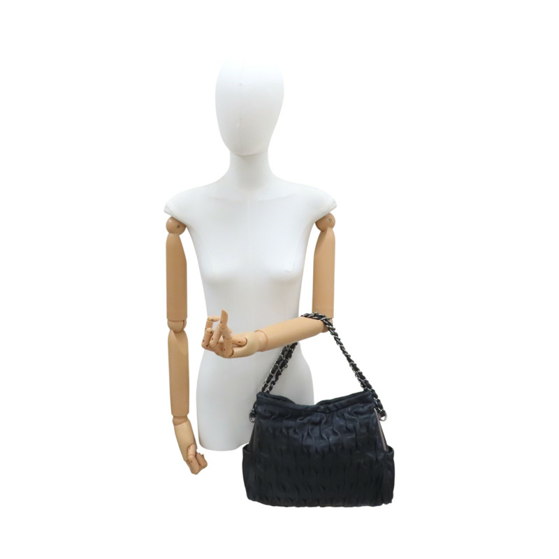 黑色 牛皮 銀鍊 肩背包【CHANEL 香奈兒】-13