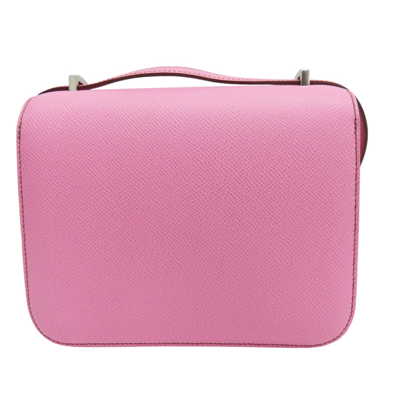 櫻花粉 Epsom牛皮 Constance 19 肩背包 Z刻 銀釦【HERMES 愛馬仕】-1