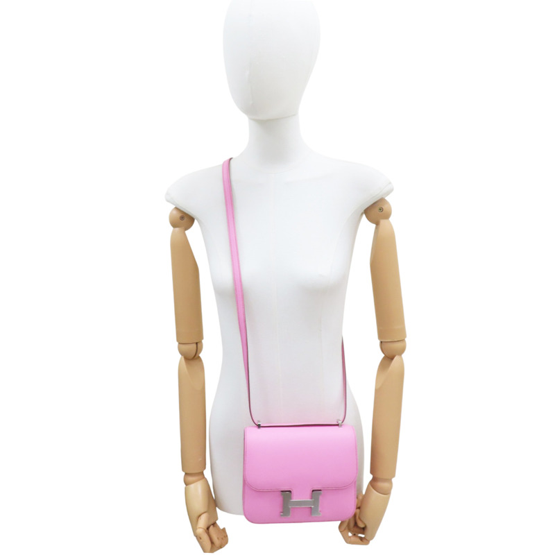 櫻花粉 Epsom牛皮 Constance 19 肩背包 Z刻 銀釦【HERMES 愛馬仕】-9