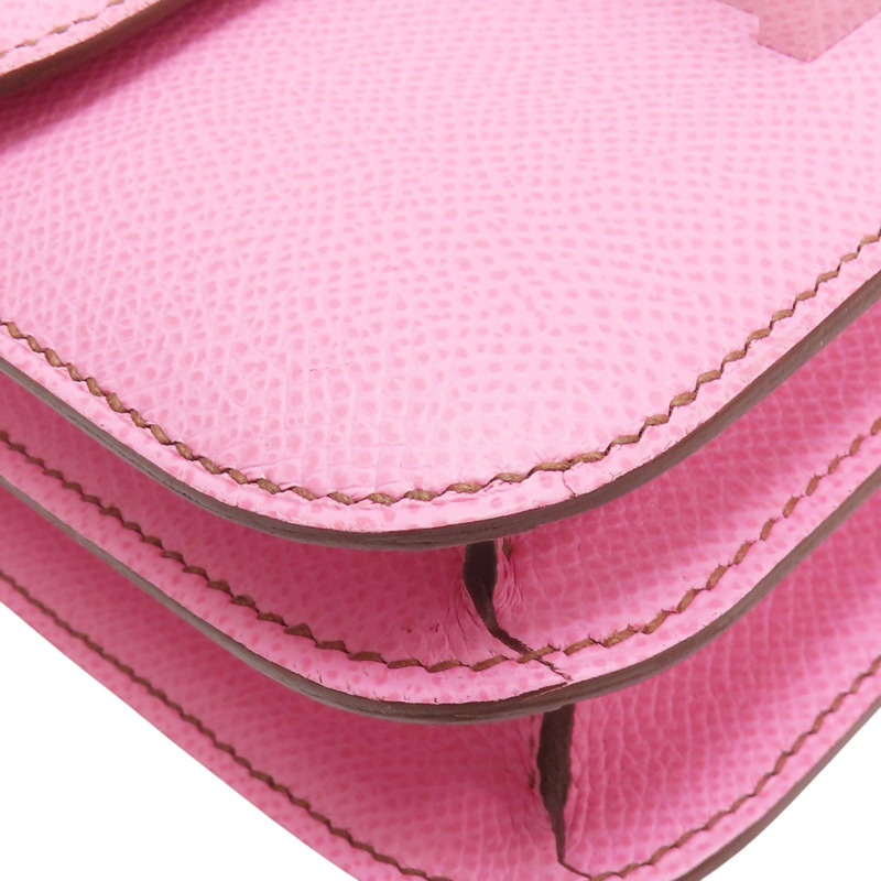 櫻花粉 Epsom牛皮 Constance 19 肩背包 Z刻 銀釦【HERMES 愛馬仕】-10