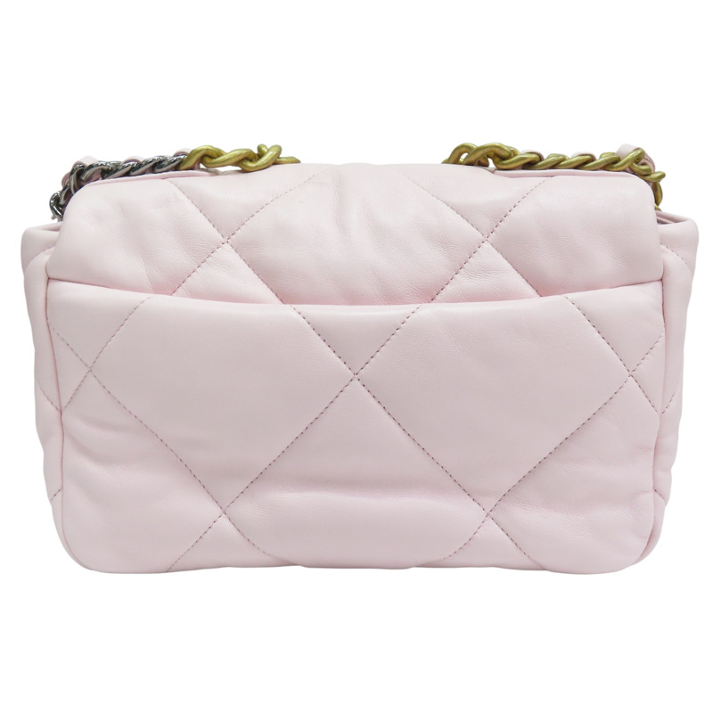 粉色 羊皮 19 26CM 鍊帶肩背包 金釦【CHANEL 香奈兒】 AS1160-1