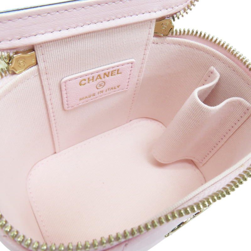 粉色 羊皮 珍珠鏈帶 肩背包 金釦【CHANEL 香奈兒】 AP2581-4