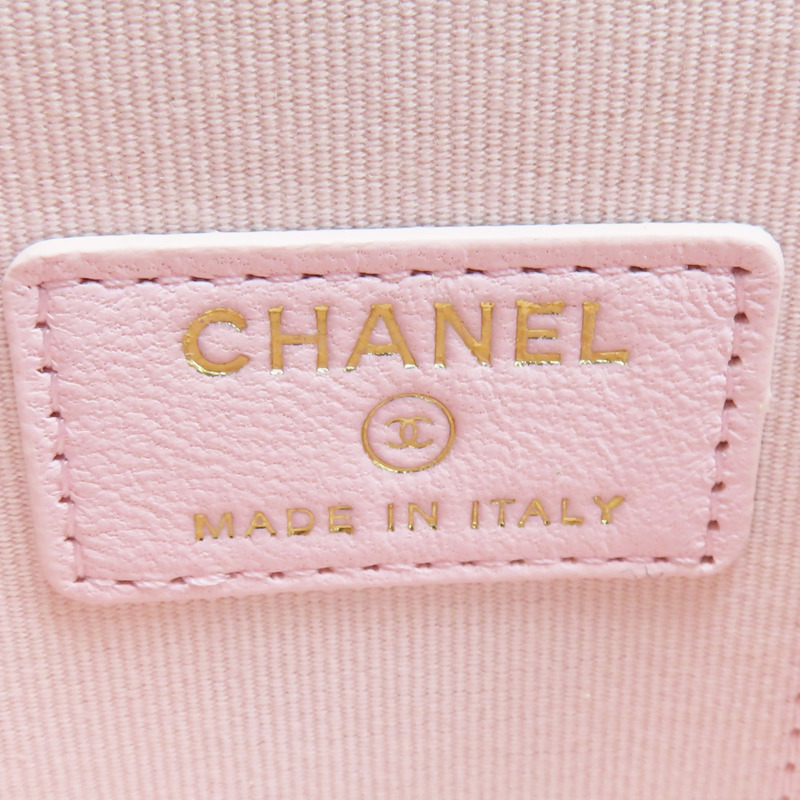 粉色 羊皮 珍珠鏈帶 肩背包 金釦【CHANEL 香奈兒】 AP2581-5