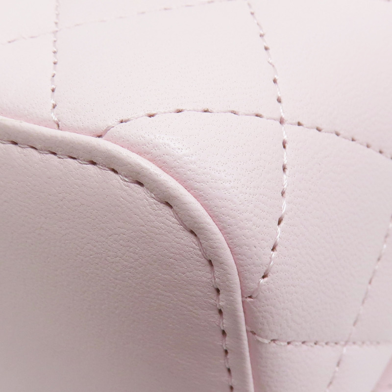 粉色 羊皮 珍珠鏈帶 肩背包 金釦【CHANEL 香奈兒】 AP2581-10