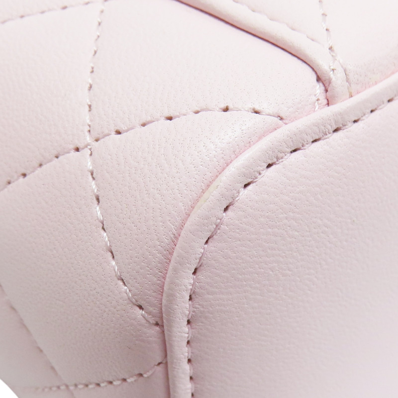 粉色 羊皮 珍珠鏈帶 肩背包 金釦【CHANEL 香奈兒】 AP2581-11