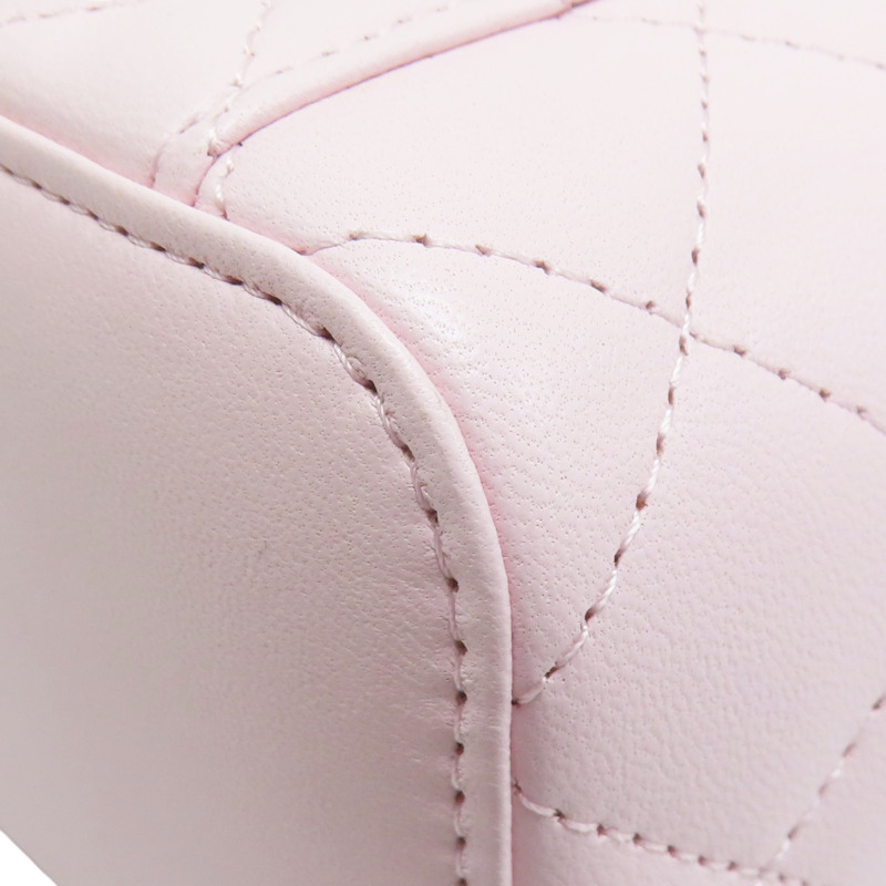 粉色 羊皮 珍珠鏈帶 肩背包 金釦【CHANEL 香奈兒】 AP2581-12