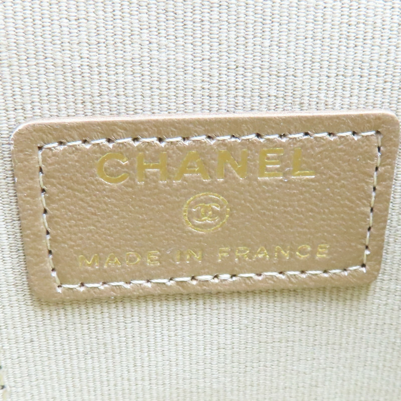 粉膚色 羊皮 Vanity 金球 方盒 鍊帶肩背包 金釦【CHANEL 香奈兒】 AP1447-5