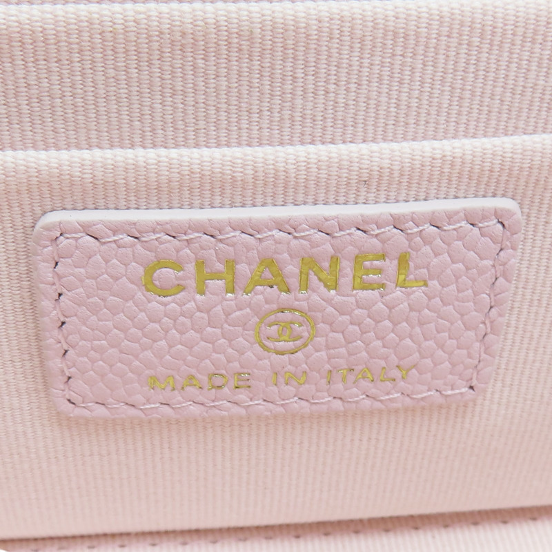 粉色 菱格紋 荔枝牛皮 Matelasse 化妝盒 鏈帶 肩背包 金釦【CHANEL 香奈兒】 AP1341-6