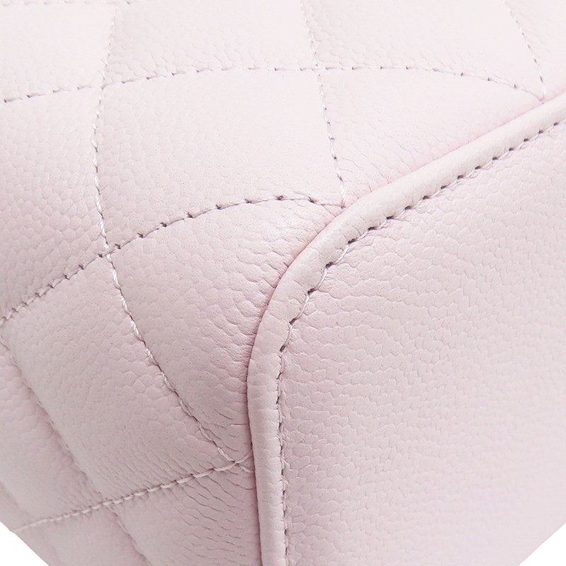 粉色 菱格紋 荔枝牛皮 Matelasse 化妝盒 鏈帶 肩背包 金釦【CHANEL 香奈兒】 AP1341-10