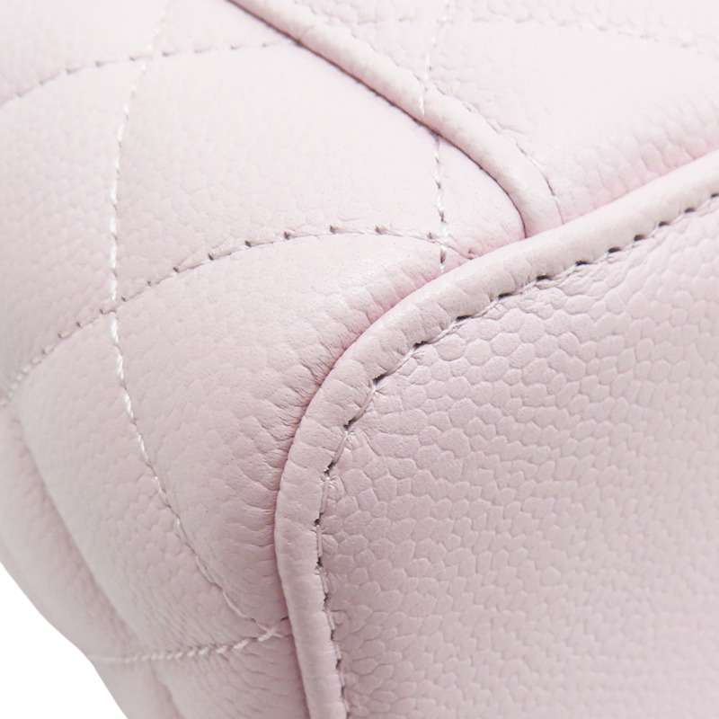 粉色 菱格紋 荔枝牛皮 Matelasse 化妝盒 鏈帶 肩背包 金釦【CHANEL 香奈兒】 AP1341-12