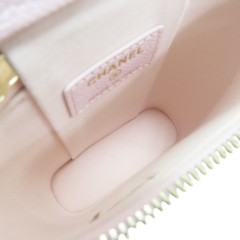 淡粉色 菱格紋 荔枝牛皮 鍊帶肩背包 金釦【CHANEL 香奈兒】 AO2195-4