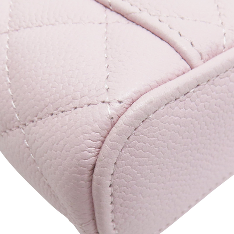 淡粉色 菱格紋 荔枝牛皮 鍊帶肩背包 金釦【CHANEL 香奈兒】 AO2195-11