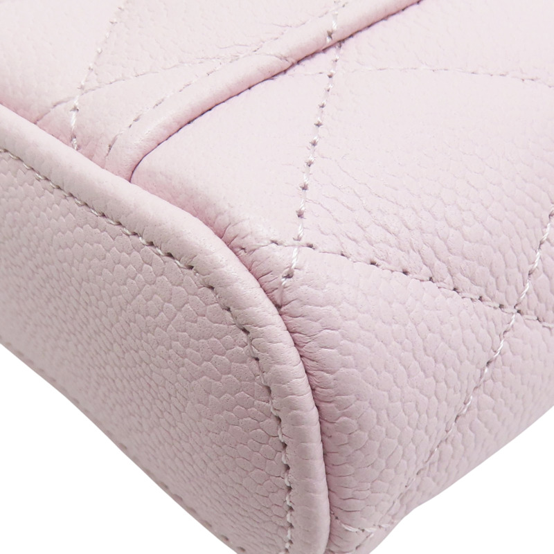 淡粉色 菱格紋 荔枝牛皮 鍊帶肩背包 金釦【CHANEL 香奈兒】 AO2195-12