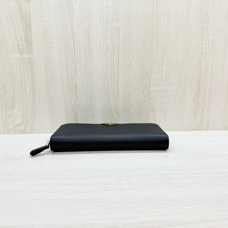 PRADA黑金牛皮ㄇ拉12卡長夾1ML506-5