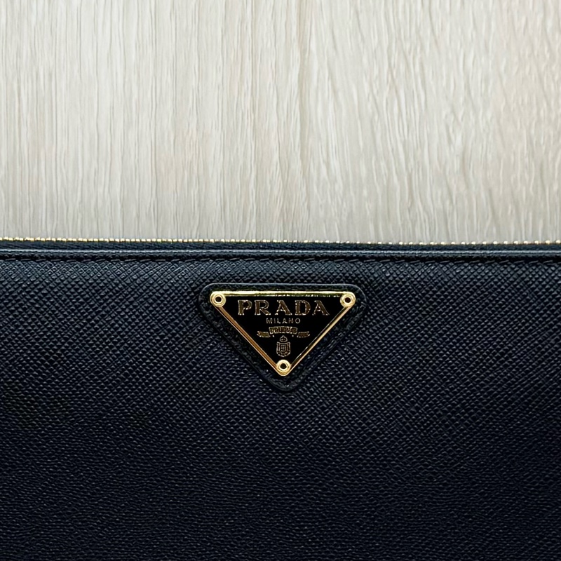 PRADA黑金牛皮ㄇ拉12卡長夾1ML506-13