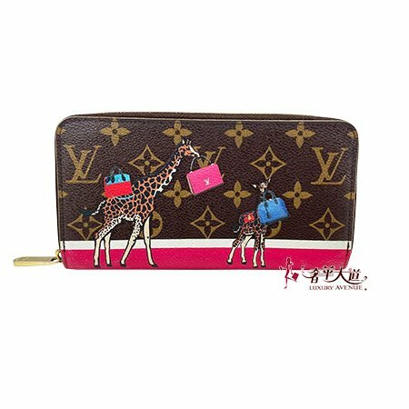 ＊奢華大道國際精品＊【L3302】LV原花/桃粉色限量長頸鹿ZIPPY ㄇ字拉鍊長夾 M62085 0 直購