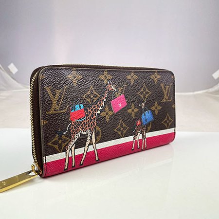 ＊奢華大道國際精品＊【L3302】LV原花/桃粉色限量長頸鹿ZIPPY ㄇ字拉鍊長夾 M62085 0 直購-1