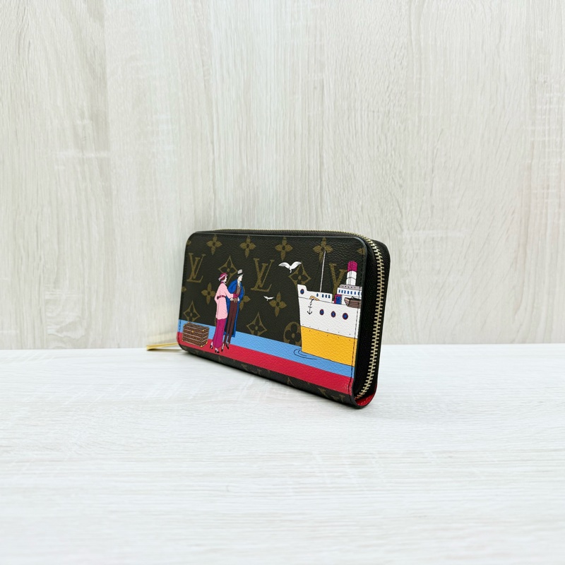 LV原花塗鴉渡輪ZIPPY拉鍊長夾M62135-2