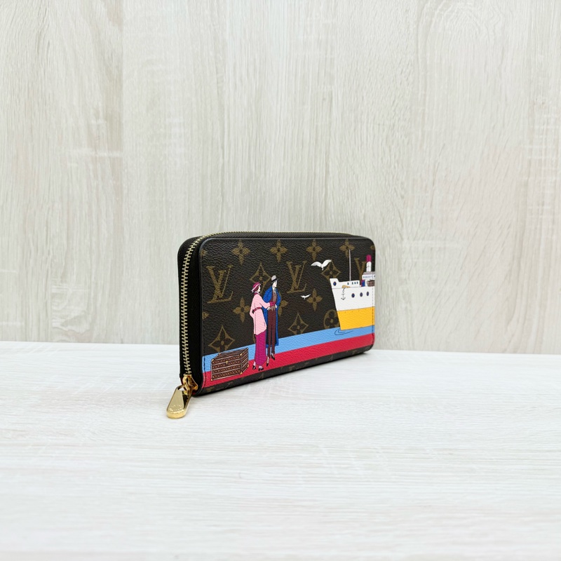 LV原花塗鴉渡輪ZIPPY拉鍊長夾M62135-3