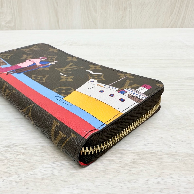 LV原花塗鴉渡輪ZIPPY拉鍊長夾M62135-6