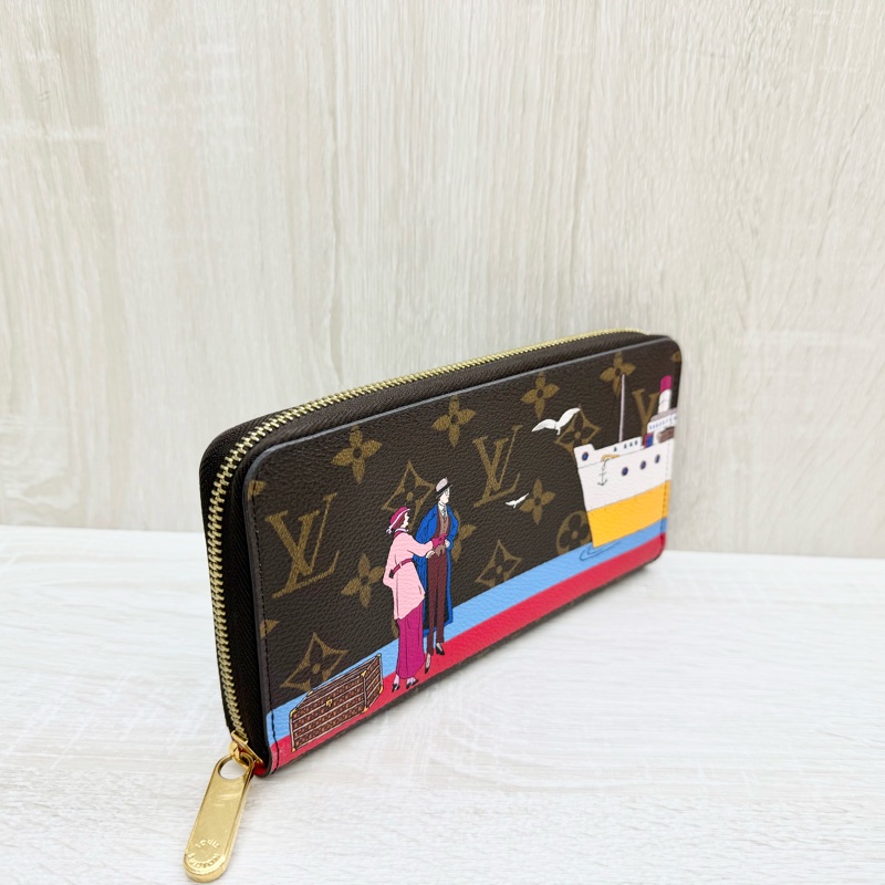 LV原花塗鴉渡輪ZIPPY拉鍊長夾M62135-7