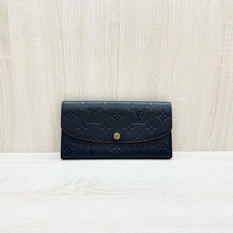 lv海軍藍牛皮壓紋下蓋4卡長夾m69417-0