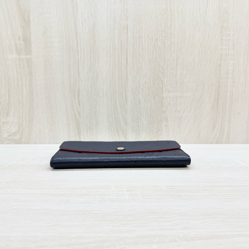 lv海軍藍牛皮壓紋下蓋4卡長夾m69417-4