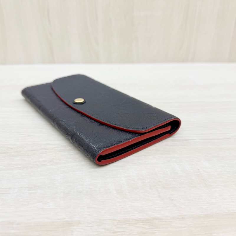 lv海軍藍牛皮壓紋下蓋4卡長夾m69417-5