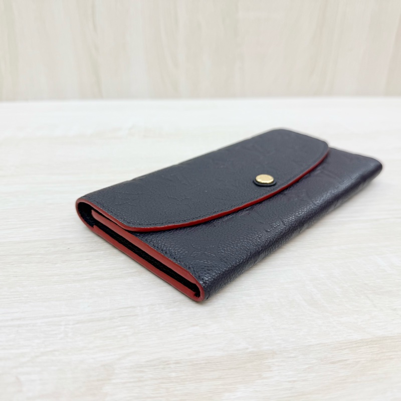 lv海軍藍牛皮壓紋下蓋4卡長夾m69417-6